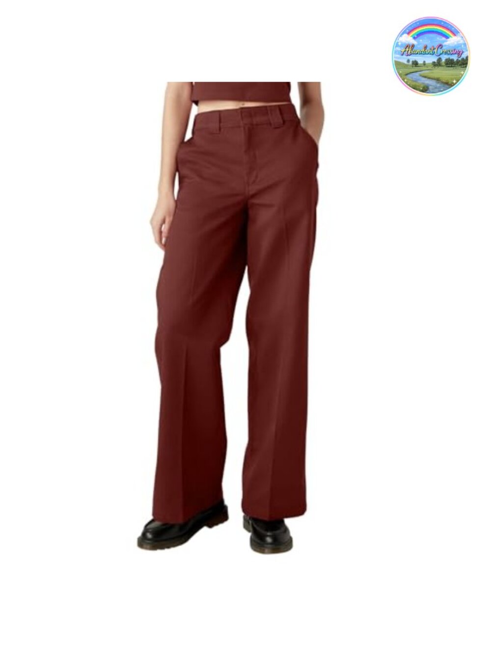 Women's 65% Polyester 35% Cotton High Rise Relaxed Wide Leg Work Utility Pants